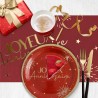 CHEMIN DE TABLE INTISSE ROUGE JOYEUX ANNIVERSAIRE OR 4 METRES 