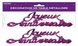 DECORATION DE TABLE JOYEUX ANNIVERSAIRE VIOLET 