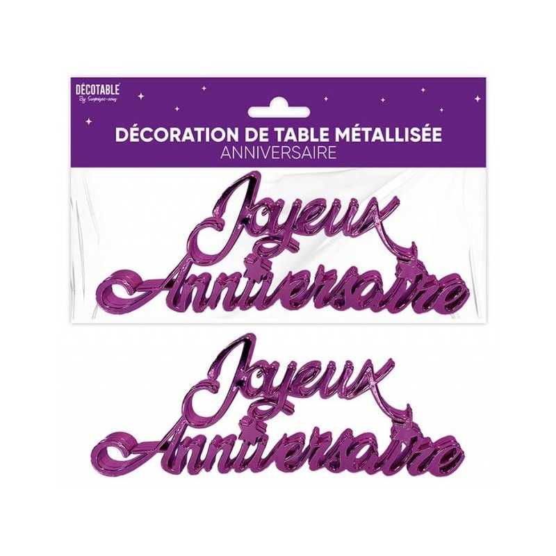 DECORATION DE TABLE JOYEUX ANNIVERSAIRE VIOLET 