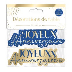 DUO DE CONFETTIS BLEU ET OR JOYEUX ANNIVERSAIRE 
