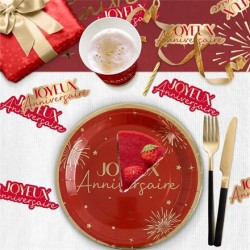 DUO DE CONFETTIS ROUGE ET OR JOYEUX ANNIVERSAIRE 