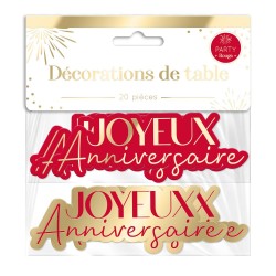 DUO DE CONFETTIS ROUGE ET OR JOYEUX ANNIVERSAIRE 