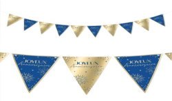 GUIRLANDE FANIONS JOYEUX ANNIVERSAIRE BLEU ET OR 6 METRES 