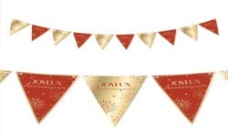 GUIRLANDE FANIONS JOYEUX ANNIVERSAIRE ROUGE ET OR 6 METRES 