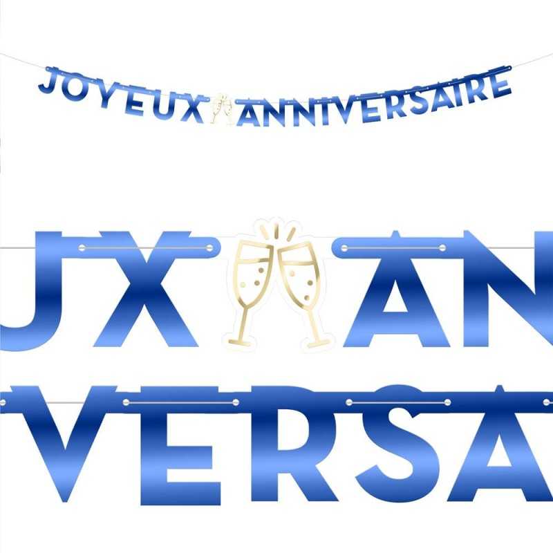 GUIRLANDE JOYEUX ANNIVERSAIRE LETTRES BLEU ROI 6 METRES 