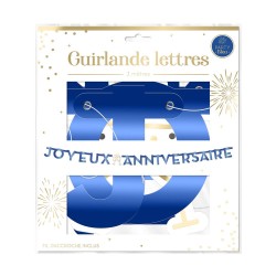 GUIRLANDE JOYEUX ANNIVERSAIRE LETTRES BLEU ROI 6 METRES 