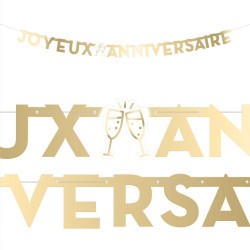 GUIRLANDE JOYEUX ANNIVERSAIRE LETTRES OR OU GOLD 3 METRES PARTY DORE