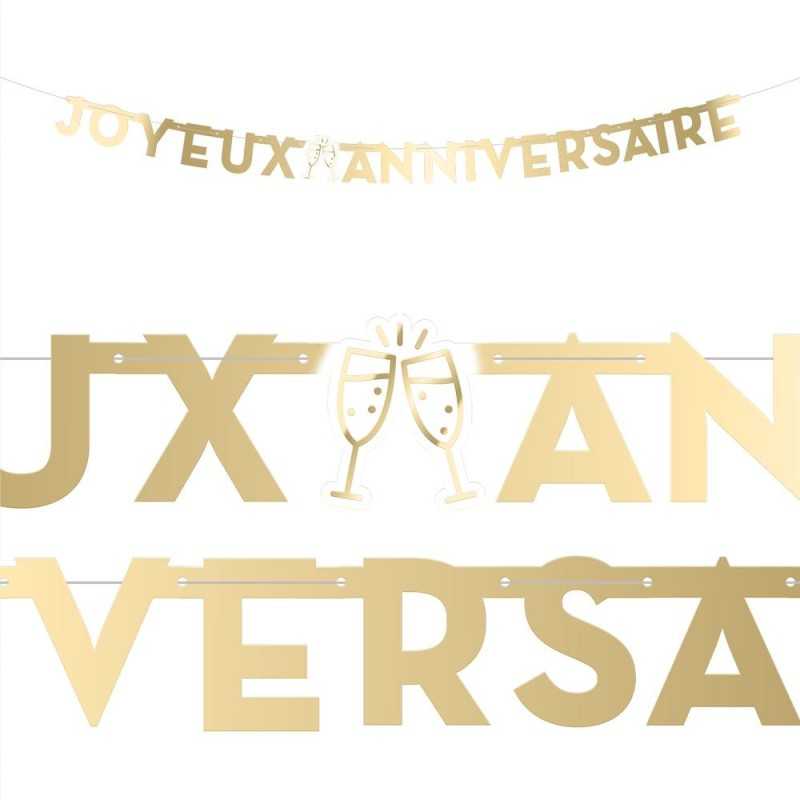 GUIRLANDE JOYEUX ANNIVERSAIRE LETTRES OR OU GOLD 3 METRES PARTY DORE