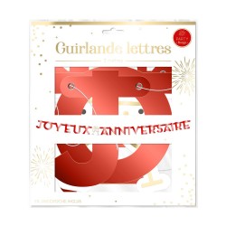 GUIRLANDE JOYEUX ANNIVERSAIRE LETTRES ROUGE 6 METRES 