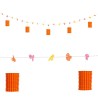 GUIRLANDE LANTERNE ORANGE ET JAUNE AVEC DES FLEURS 