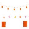 GUIRLANDE LANTERNE ORANGE ET JAUNE AVEC DES FLEURS 