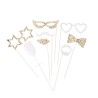 KIT PHOTOBOOTH PAILLETTES OR ET BLANCHES 8 PIECES 