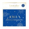 LIVRE D'OR 20 PAGES BLEU ROI ET OR JOYEUX ANNIVERSAIRE PARTY BLEU