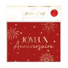 LIVRE D'OR 20 PAGES ROUGE ET OR JOYEUX ANNIVERSAIRE PARTY ROUGE