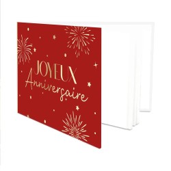 LIVRE D'OR 20 PAGES ROUGE ET OR JOYEUX ANNIVERSAIRE PARTY ROUGE