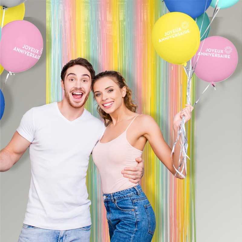 RIDEAU A FRANGE METALLIQUE PASTEL MULTICOLORE