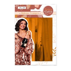 RIDEAU FRANGES LAME ORANGE CUIVRE OU TERRACOTTA 2M DE HAUT X 1M DE LARGE