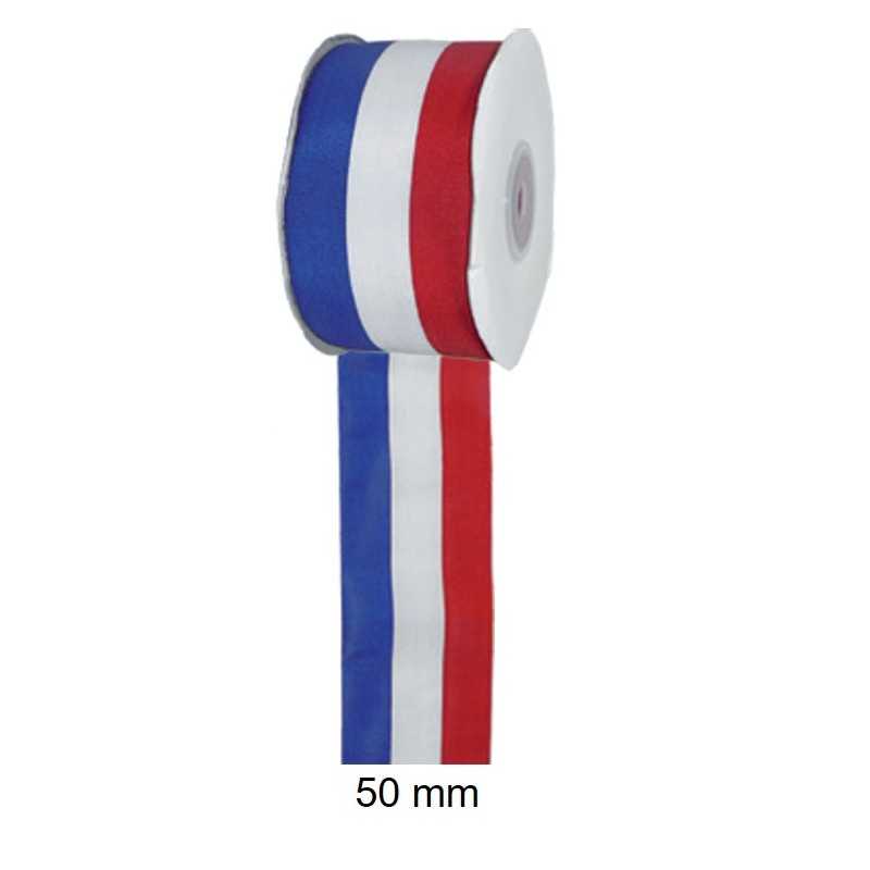 ROULEAU DE RUBAN DE TISSU TRICOLORE FRANCE 25 METRES