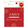 URNE JOYEUX ANNIVERSAIRE ROUGE ET OR 20 X 20 X 20 CM 