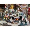 AUTOMATE VILLAGE DE MONTAGNE AVEC TRAIN ANIME ET LUMINEUX ET GIFT SHOP