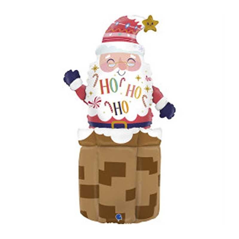 BALLON METALLIQUE CHEMINEE AVEC PERE NOEL 