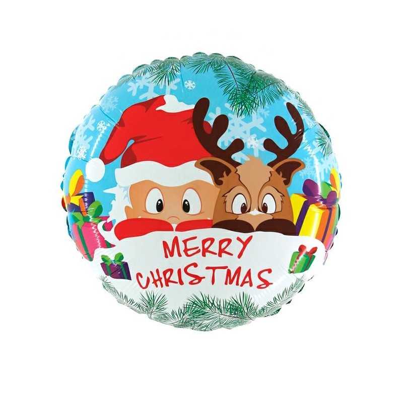 BALLON METALLIQUE ROND 53CM MERRY CHRISTMAS