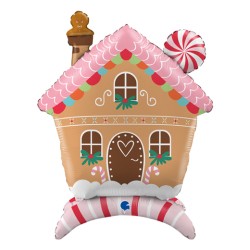 BALLON METALLIQUE SUR PIED MAISON DE PAIN D'EPICE