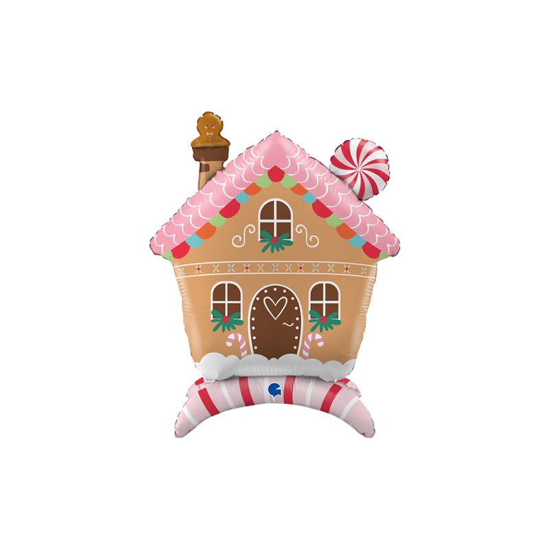 BALLON METALLIQUE SUR PIED MAISON DE PAIN D'EPICE