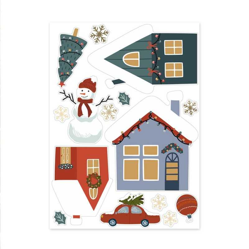 STICKER DE VITRE VILLAGE PÈRE-NOËL