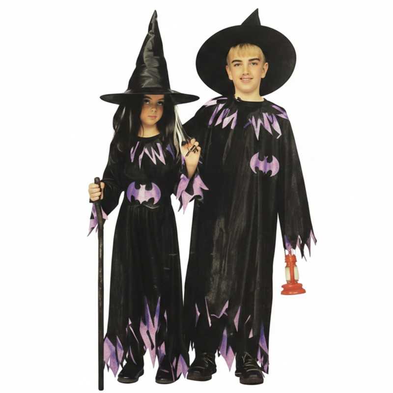 CAPE AVEC MANCHES NOIRE ET FRANGES MAUVES TAILLE 164