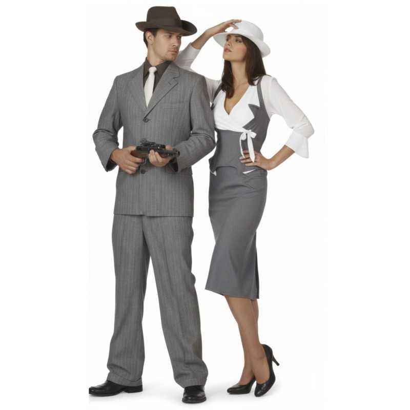 DEGISEMENT GANGSTER FEMME NOIR ET BLANC TAILLE 44