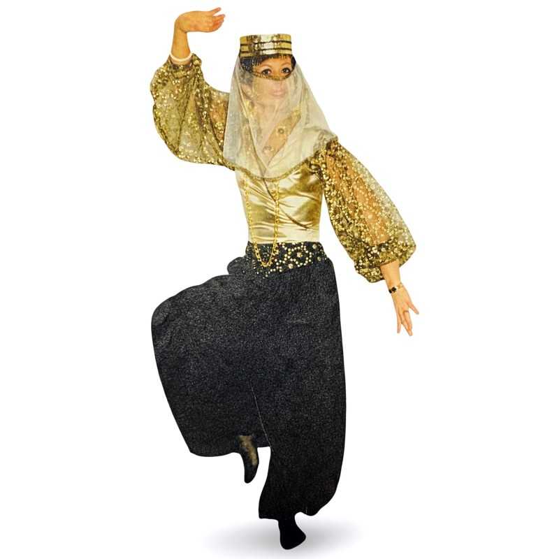 DEGUISEMENT BELLE DE NUIT ORIENTALE OR NOIR TAILLE L