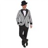 DEGUISEMENT ALL CAPONE VESTE GROSSES RAYURES NOIR ET BLANC TAILLE L