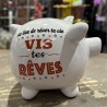TIRELIRE COCHON BLANC "VIS TES RÊVES"