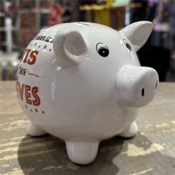 TIRELIRE COCHON BLANC "VIS TES RÊVES"