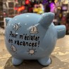 TIRELIRE COCHON BLEU CIEL "POUR M'ECLATER EN VACANCES !"