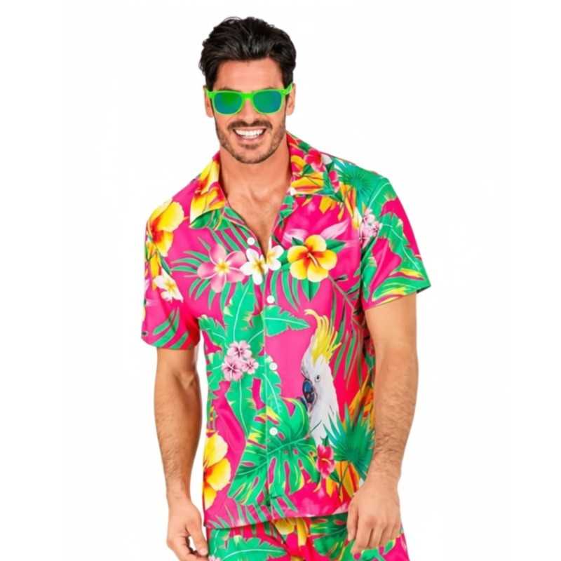 DEGUISEMENT CHEMISE HAWAI FUSCHIA TAILLE XXL