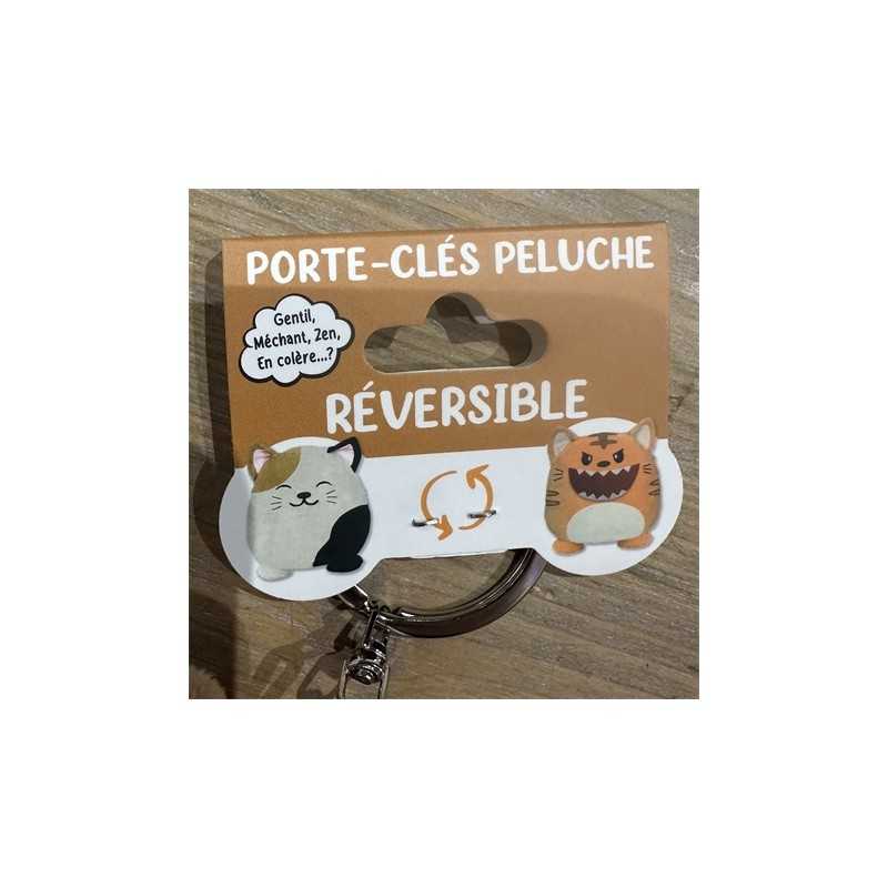 PORTE CLES PELUCHE REVERSIBLE CHAT KAWAI / TIGRE KAWAI