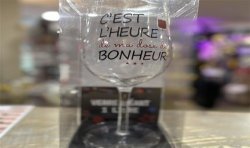 VERRE A VIN XXXL C'EST L'HEURE DE MA DOSE DE BONHEUR 