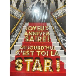 CARTE DOUBLE JOYEUX ANNIVERSAIRE C'EST TOI LA STAR ! 40 X 29.5 CM