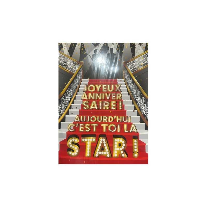 CARTE DOUBLE JOYEUX ANNIVERSAIRE C'EST TOI LA STAR ! 40 X 29.5 CM