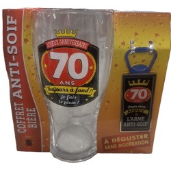 COFFRET ANTI-SOIF BIERE + DECAPSULEUR 70 ANS
