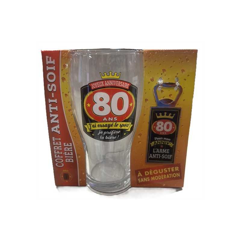 COFFRET ANTI-SOIF BIERE + DECAPSULEUR 80 ANS