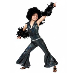 DEGUISEMENT COMBINAISON VELOURS NOIR PAILETTE TAILLE 8 ANS 