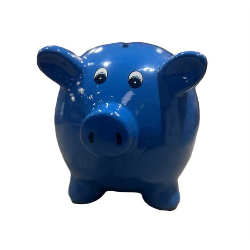 TIRELIRE COCHON BLEU FONCE AIDEZ-MOI JE SUIS A SEC 