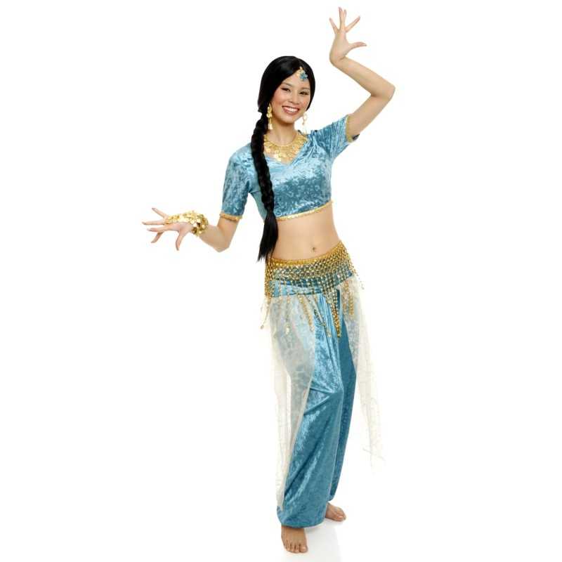 DEGUISEMENT DANSEUSE DU VENTRE BLEU ET OR BOLLYWOOD TAILLE 44/46