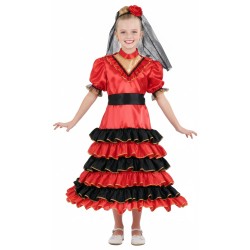 DEGUISEMENT DANSEUSE ESPAGNOLE ROUGE ET OR 164