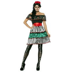 DEGUISEMENT DAY OF THE DEAD SENORITA DOLL ROBE MEXICAINE TAILLE L