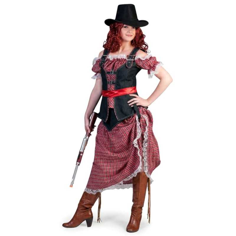 DEGUISEMENT DENIM RANGER FEMME CORSAGE +JUPE LONGUE WESTERN TAILLE 48/50