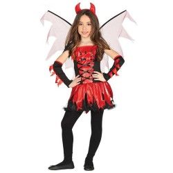 DEGUISEMENT DIABLESSE DE FEU AVEC AILES ROUGE ET NOIR TAILLE 7-9 ANS